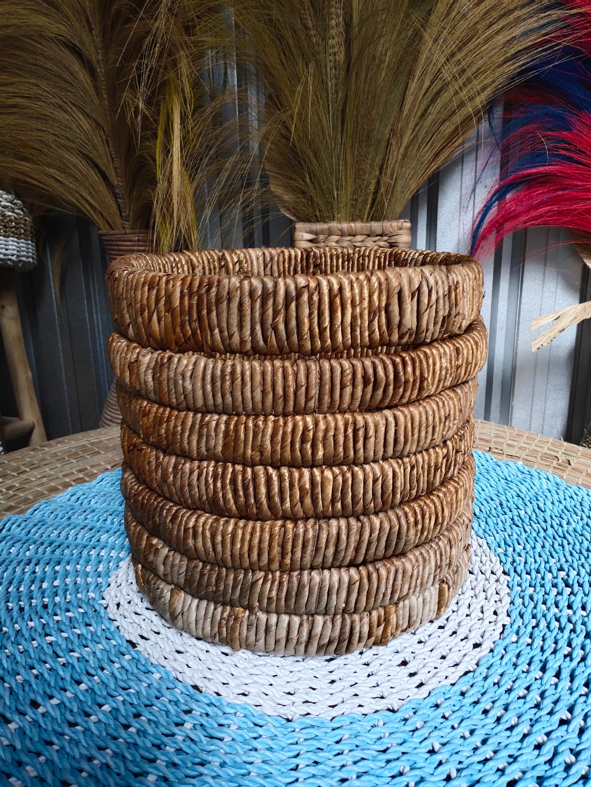 A banana leaf woven storage basket i